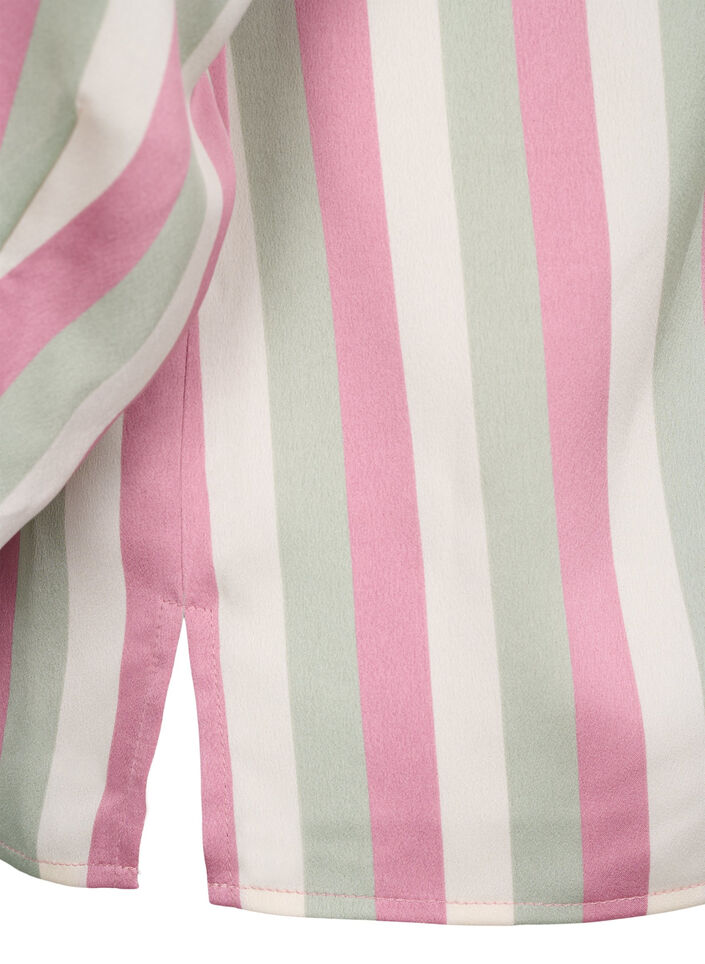 Striped satin shirt with collar, Rose Stripe, Packshot image number 4