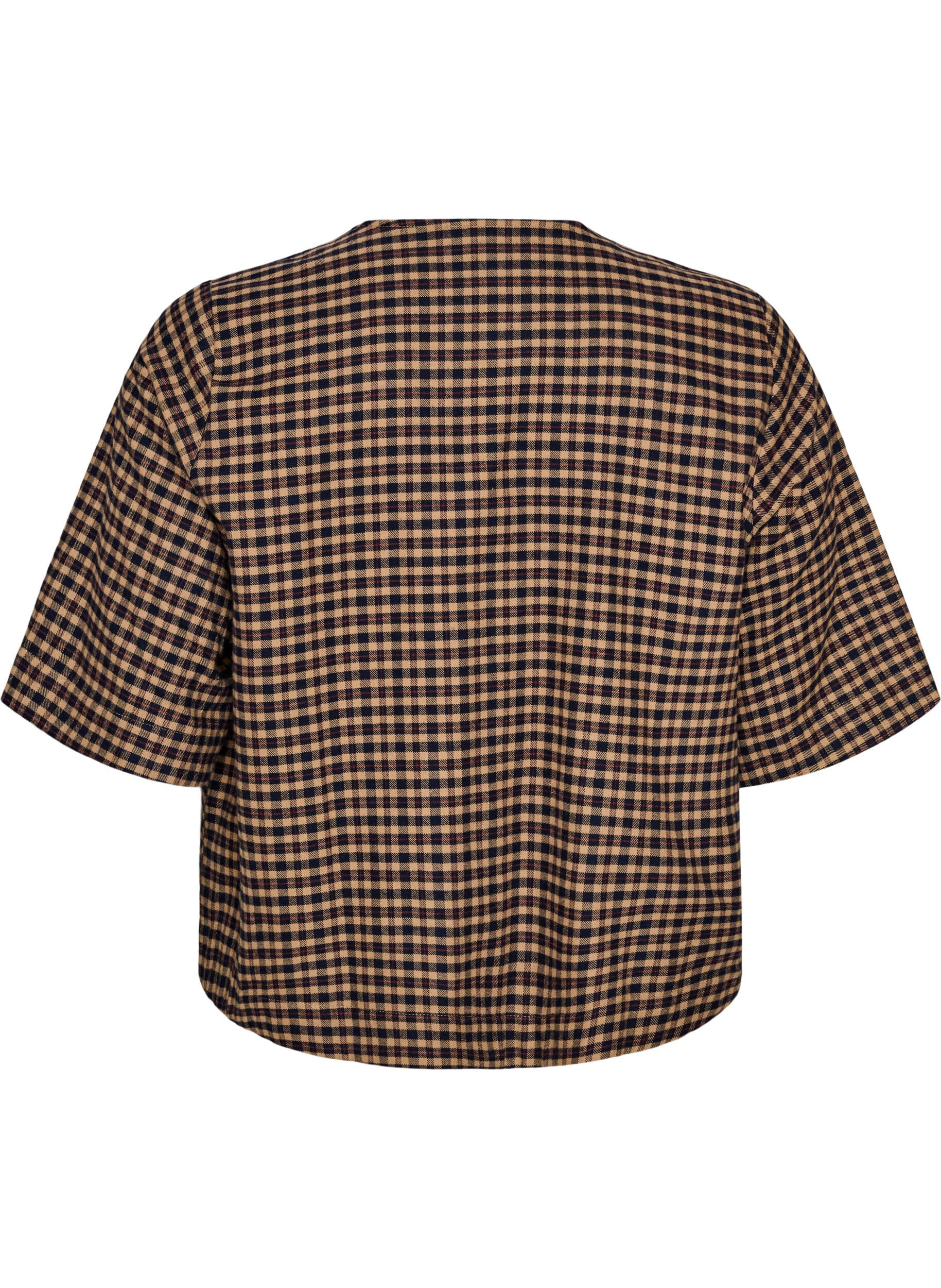 ZizzifashionChecked blouse with chest pockets, Brown, Packshot image number 1