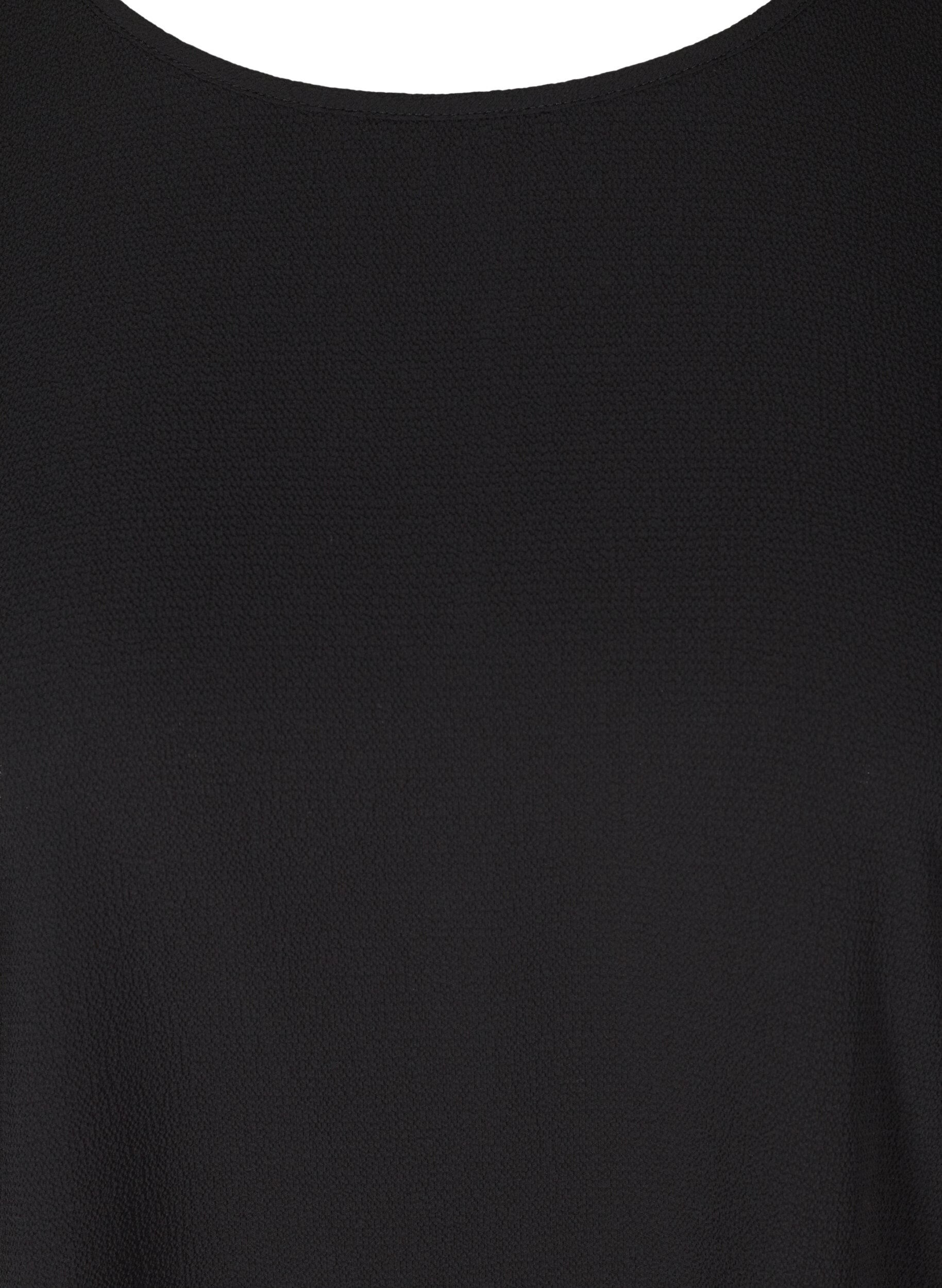 ZizzifashionBlouse with short sleeves and a round neckline, Black, Packshot image number 2