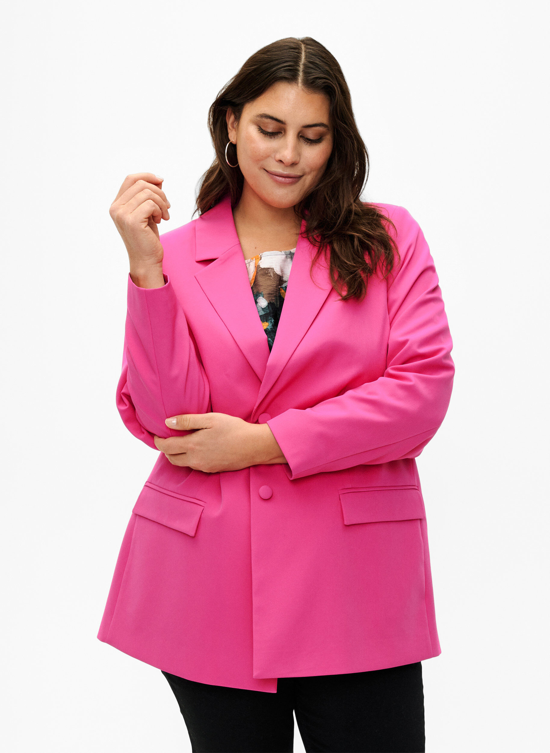 Zizzifashion Classic blazer with button fastening, Pink Yarrow, Model image number 0