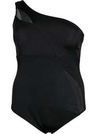 One-shoulder swimsuit with mesh details