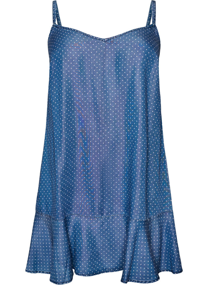 Knee-length strap dress in TENCEL&trade; Lyocell with a denim look, Light Blue, Packshot image number 0