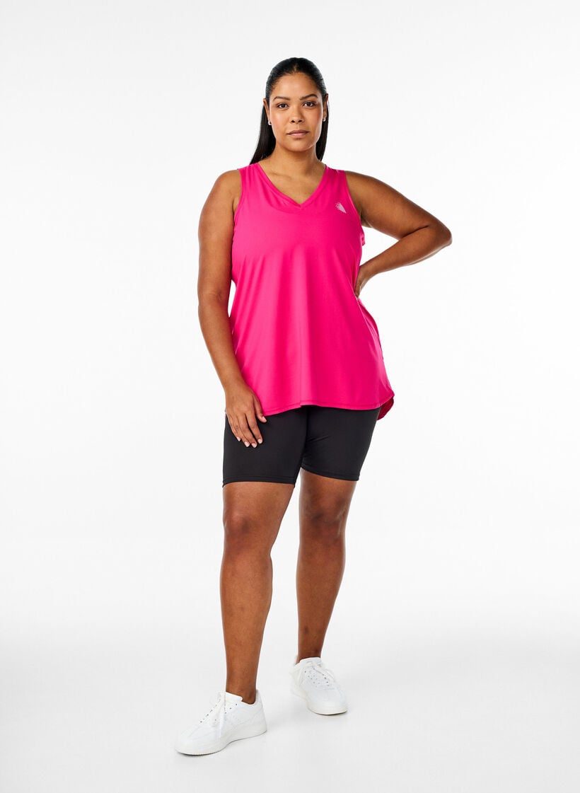 Workout top with v-neck, Pink, Model image number 1