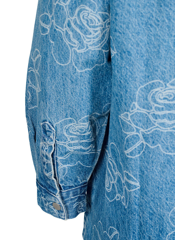 Denim jacket with flowers, Light Blue Denim, Packshot image number 3