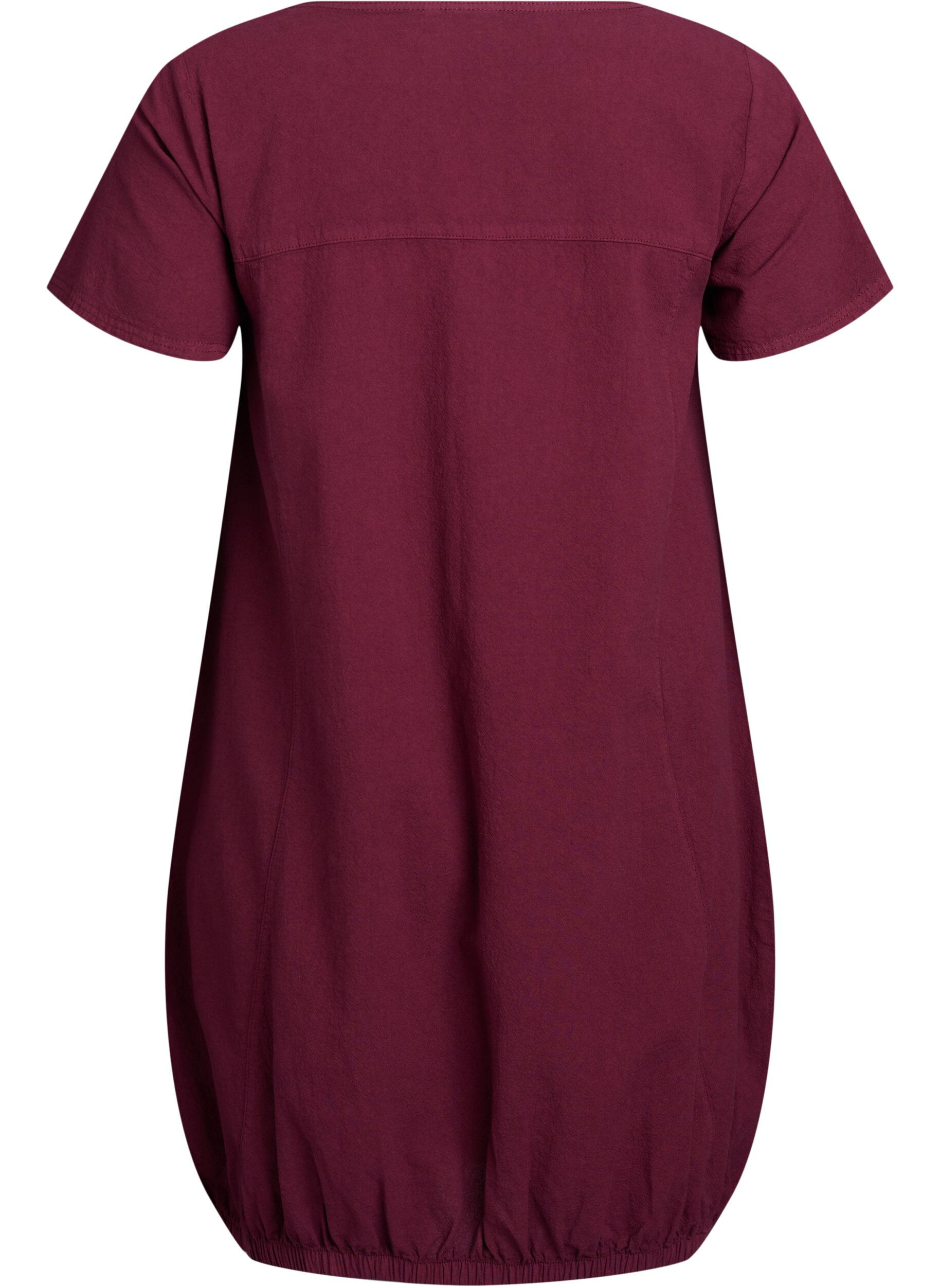 Zizzifashion Short-sleeved cotton dress, Dark Bordeaux, Packshot image number 1