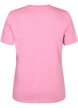 Short-sleeved basic t-shirt with v-neck, Rosebloom, Packshot image number 1