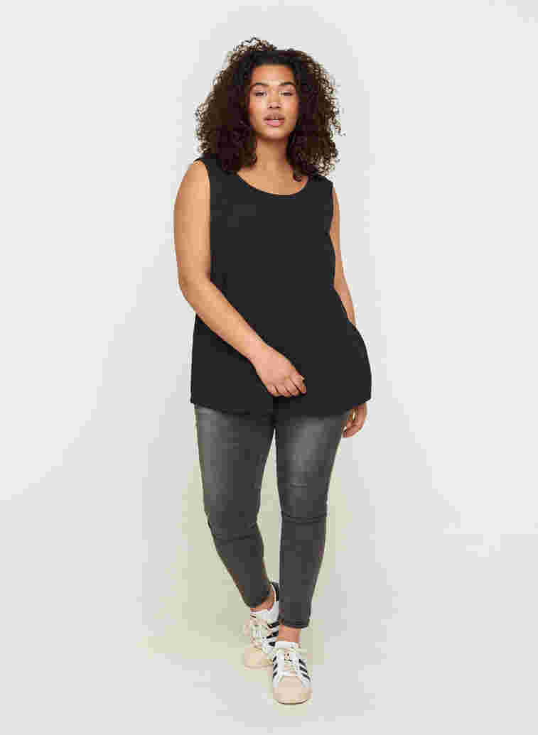 Sleeveless top in cotton, Black, Model image number 2