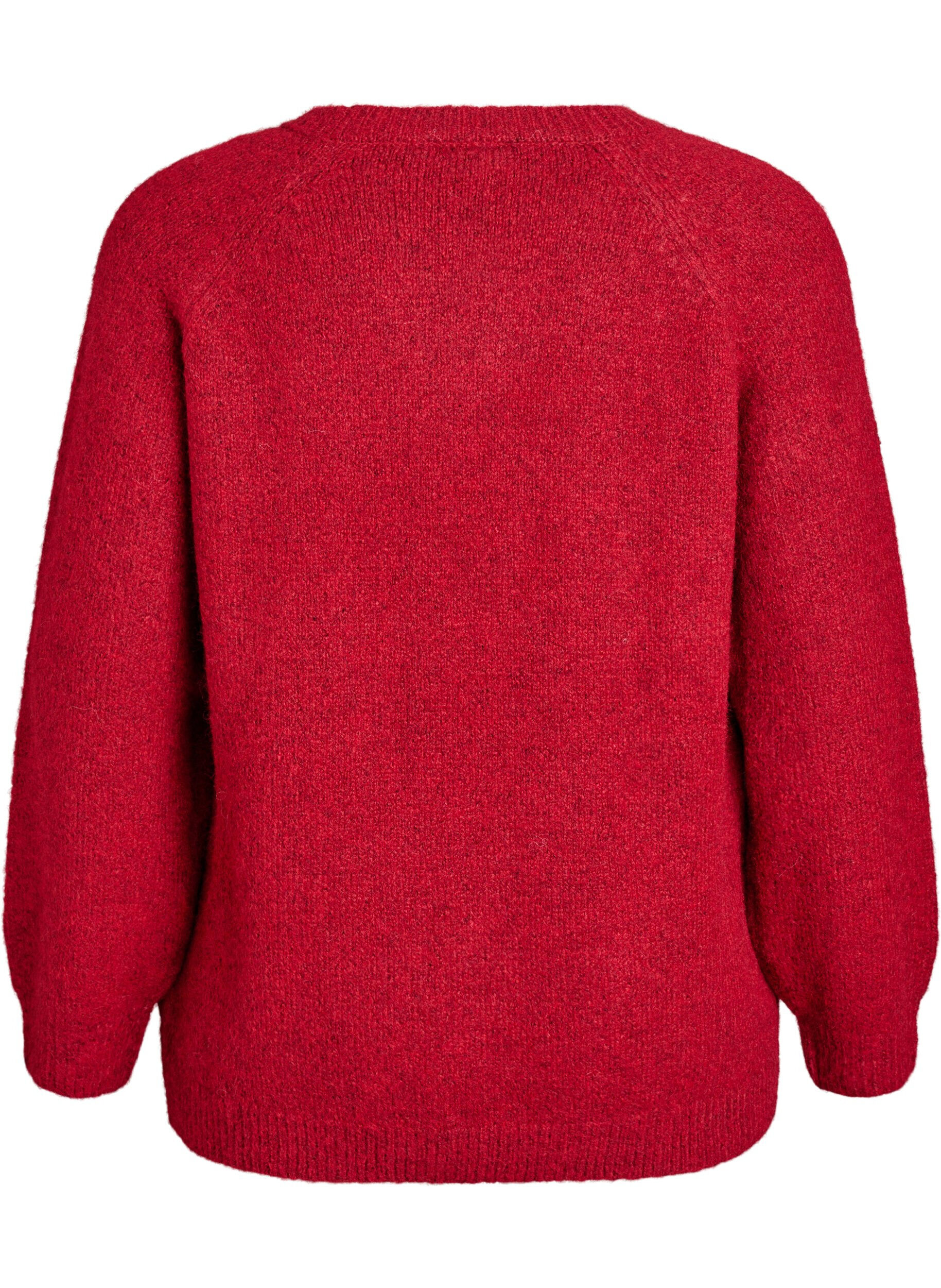 Zizzifashion Knitted blouse with raglan sleeves, Red, Packshot image number 1