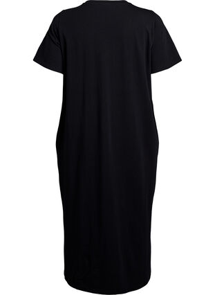 Midi T-shirt dress with a V-neck - Black - Sz. 40-64 - Zizzifashion Midi T-shirt dress with a V-neck - Black - Sz. 40-64 - Zizzifashion