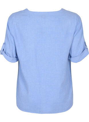 Shirt with 3/4 sleeves and v-neckline, Ultramarine, Packshot image number 1