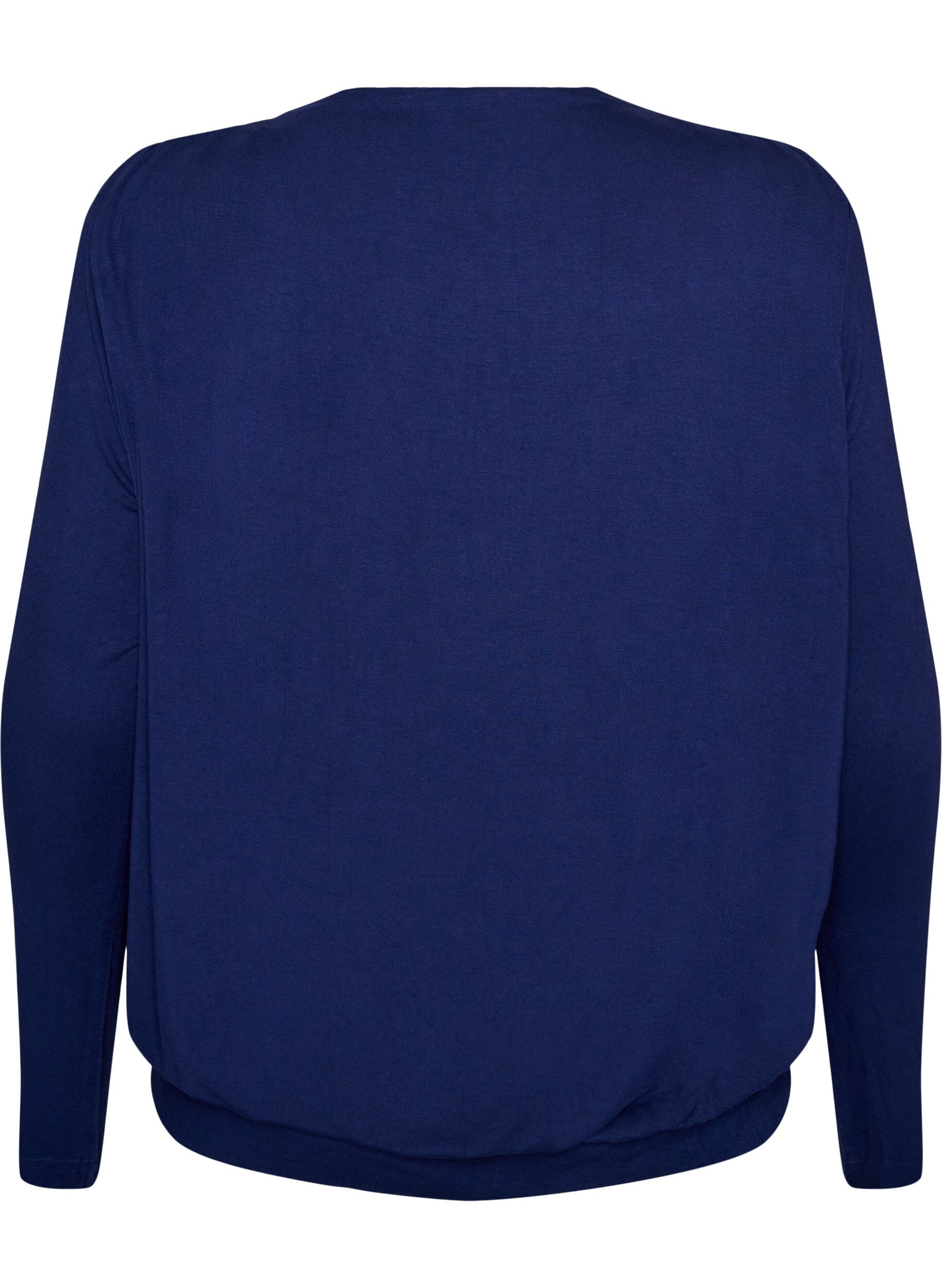 ZizzifashionBlouse with boat neck and balloon fit, Blue, Packshot image number 1