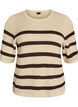 Knitted blouse with stripes and short sleeves, Vanilla, Packshot image number 0