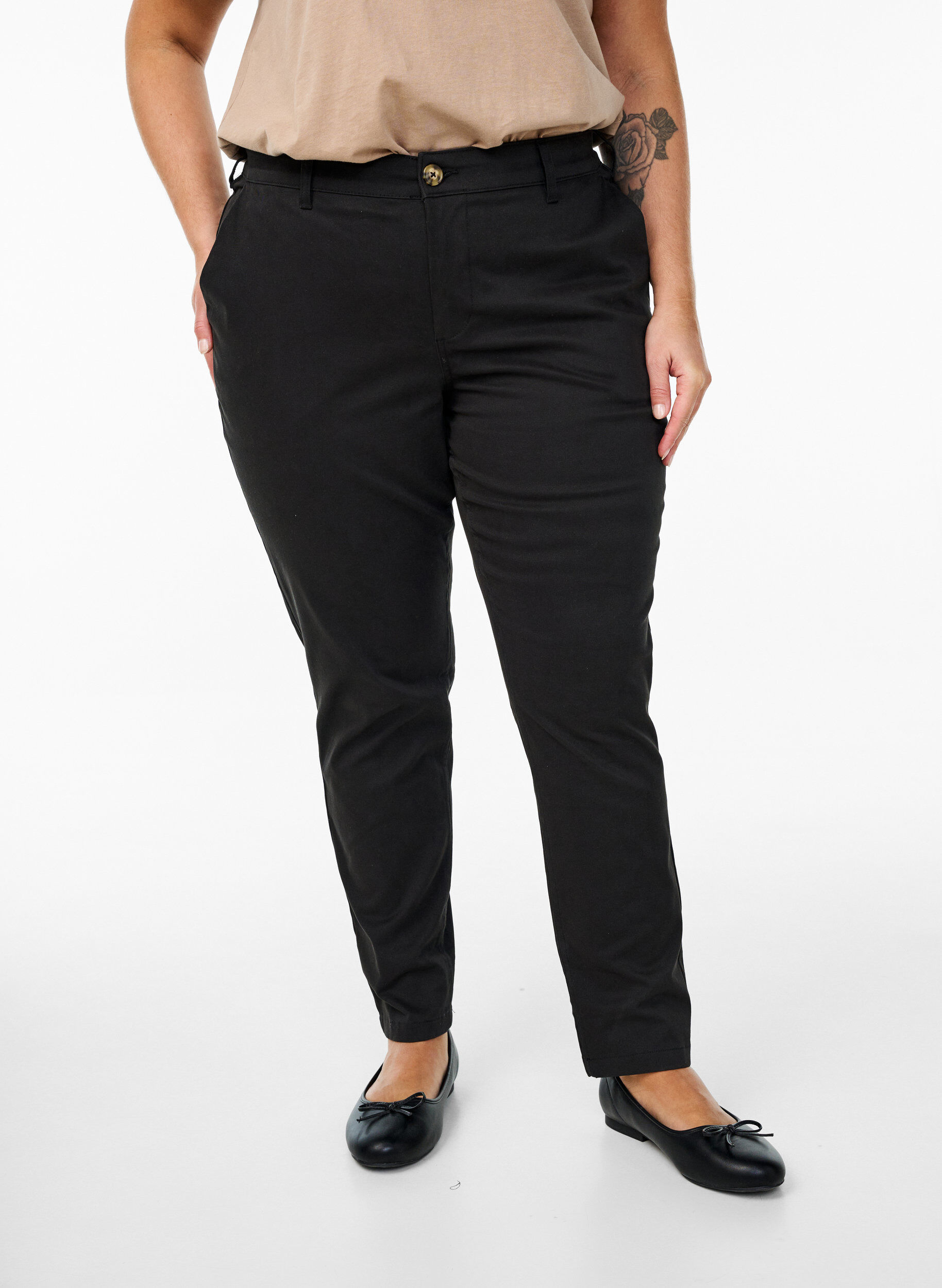 Zizzifashion Cotton chinos, Black, Model image number 2