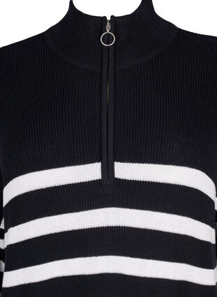 Knitted jumper with high collar, Black w.Cloud Dancer, Packshot image number 2