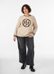 Jumper with logo and contrast stripes, Beige, Model image number 1