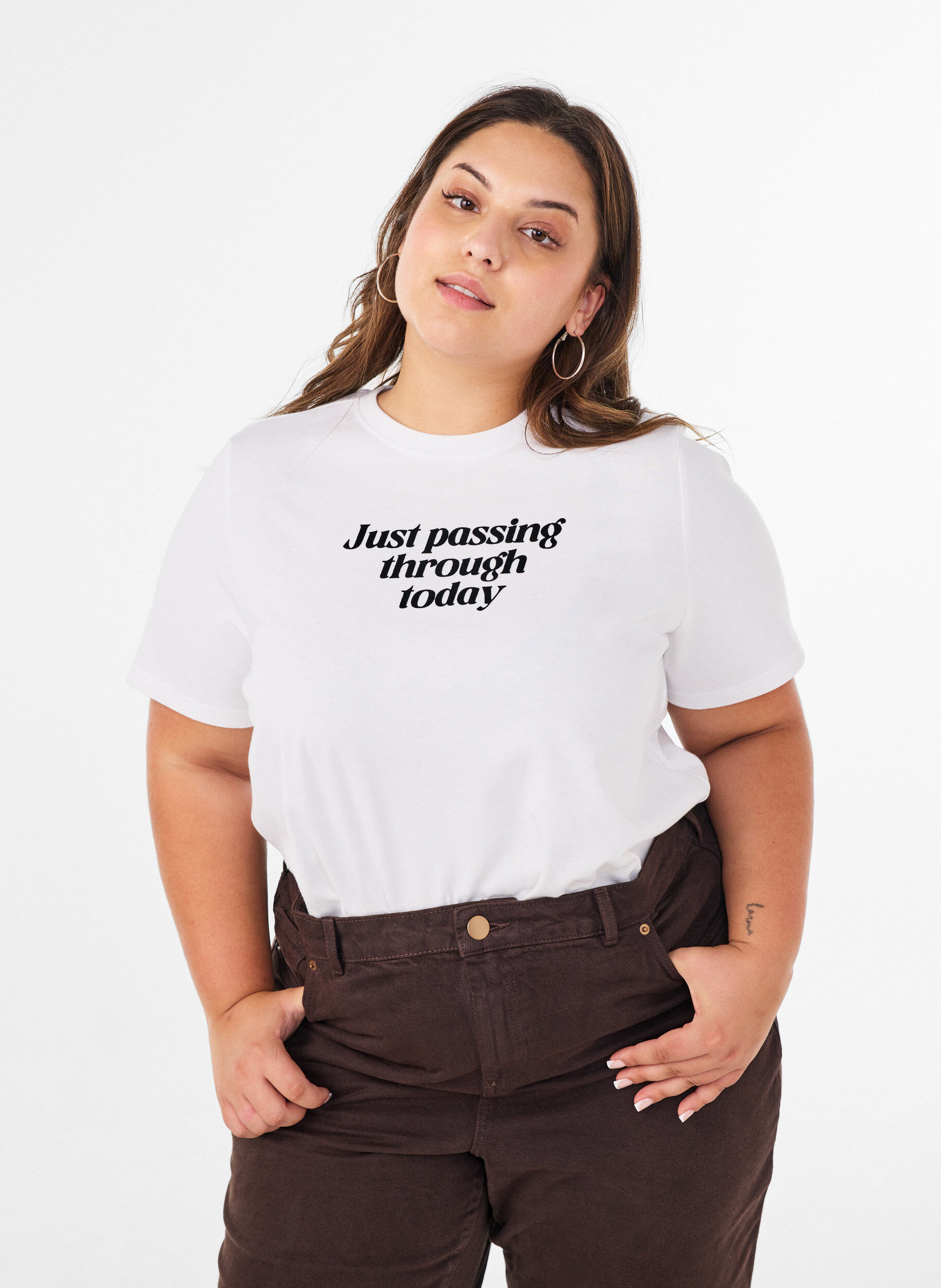 ZizzifashionCotton T-shirt with text print, White, Model image number 0
