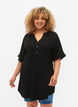 Short-sleeved viscose tunic, Black, Model image number 0