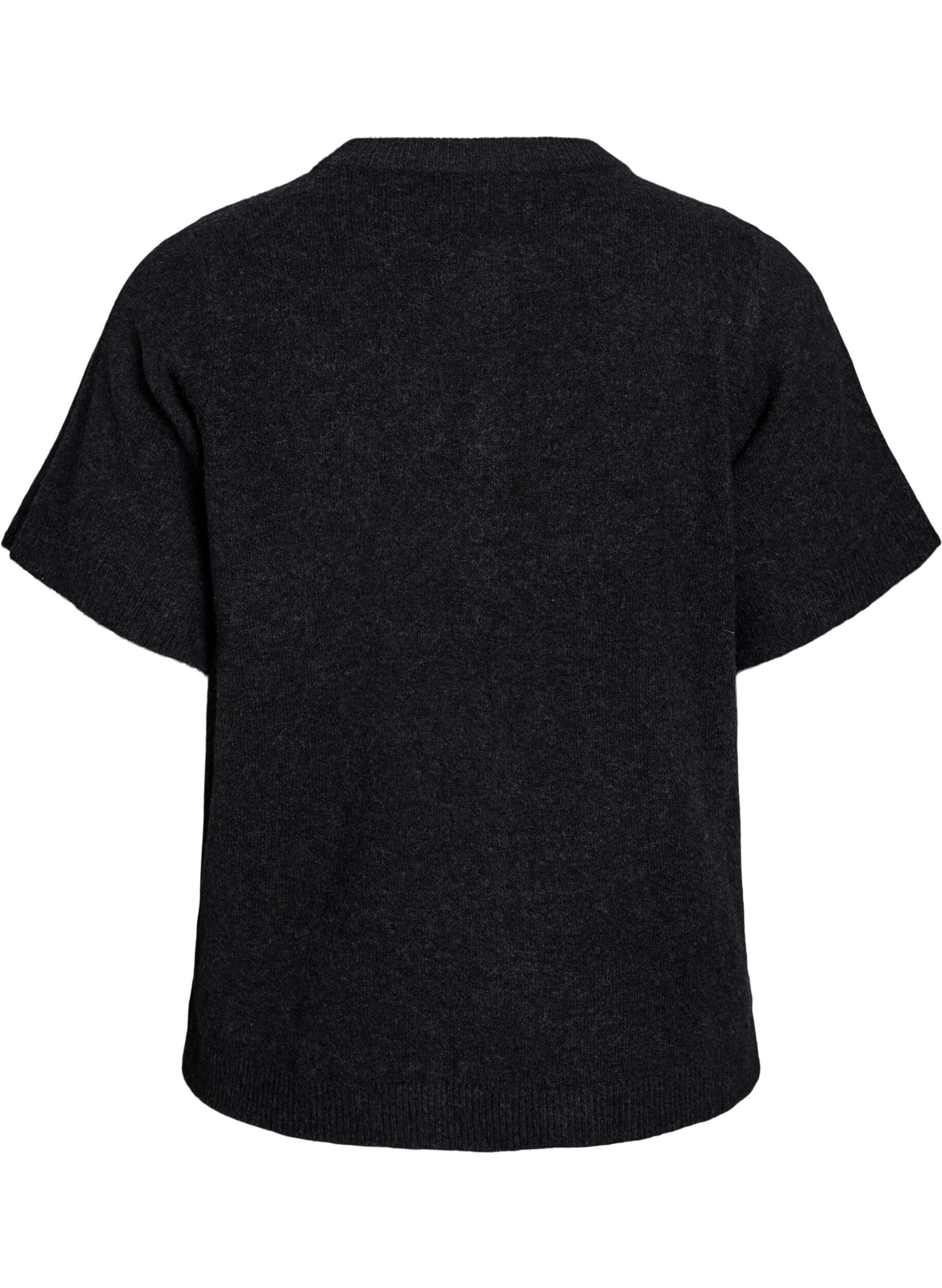 Zizzifashion Knitwear cardigan with short sleeves, Dark Grey, Packshot image number 1