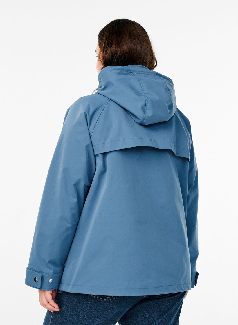 Short spring jacket with a detachable hood, Blue, Model image number 2