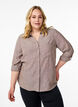 Shirt in linen and viscose with 3/4 sleeves, Brown, Model image number 0