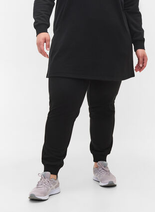 Sweatpants with track details, Black, Model image number 2