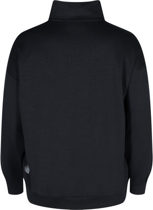 High-neck sweatshirt with zip, Black, Packshot image number 1