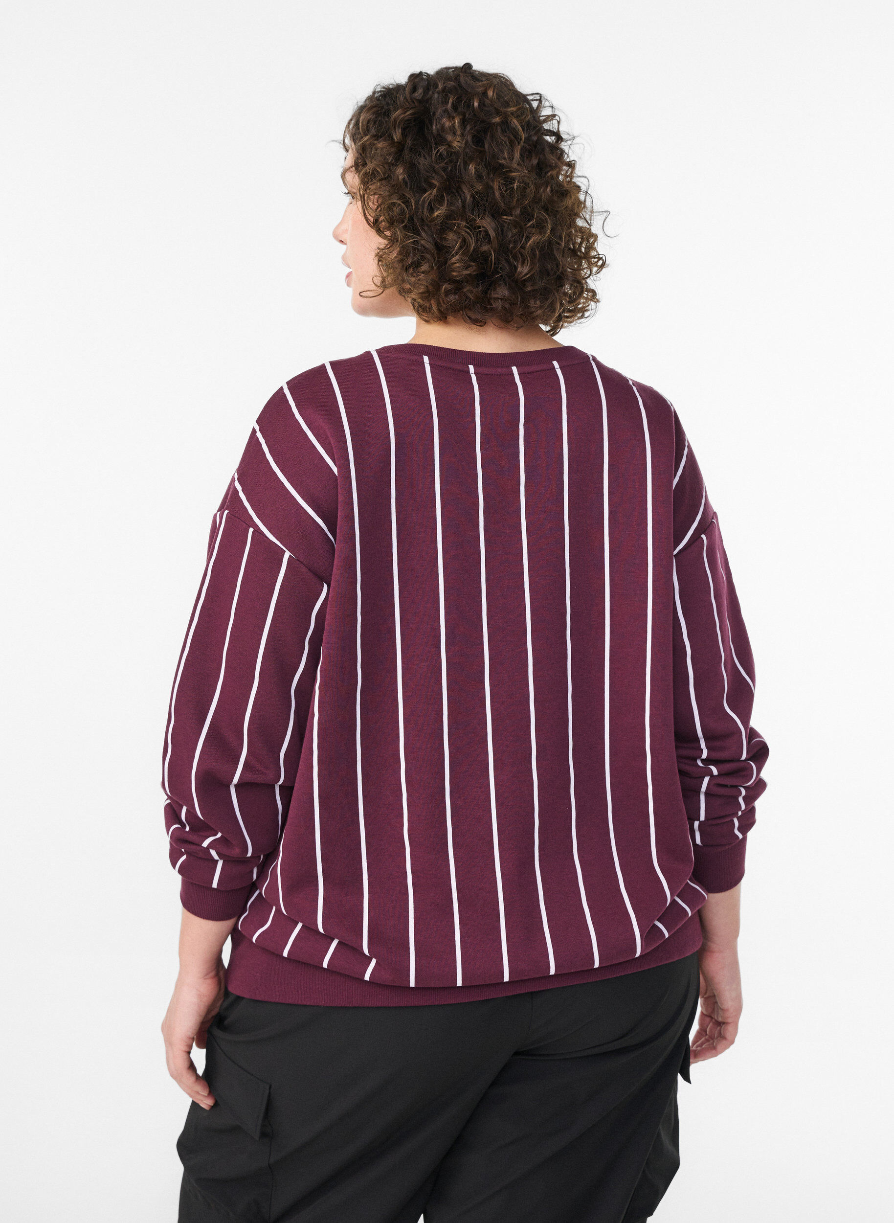 Zizzifashion Striped sweatshirt with text print, Red, Model image number 2