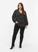 Shirt blouse with v-neck and print, Black Dot AOP, Model image number 2