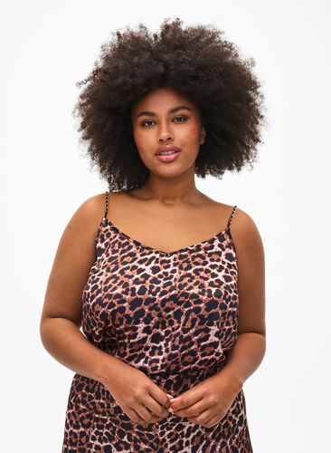 Leopard print top with chain strap, Leopard AOP, Model image number 0