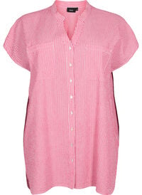 Short-sleeved cotton shirt with stripes