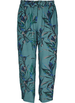 Loose viscose trousers with print, Sea Pine Leaf, Packshot image number 0