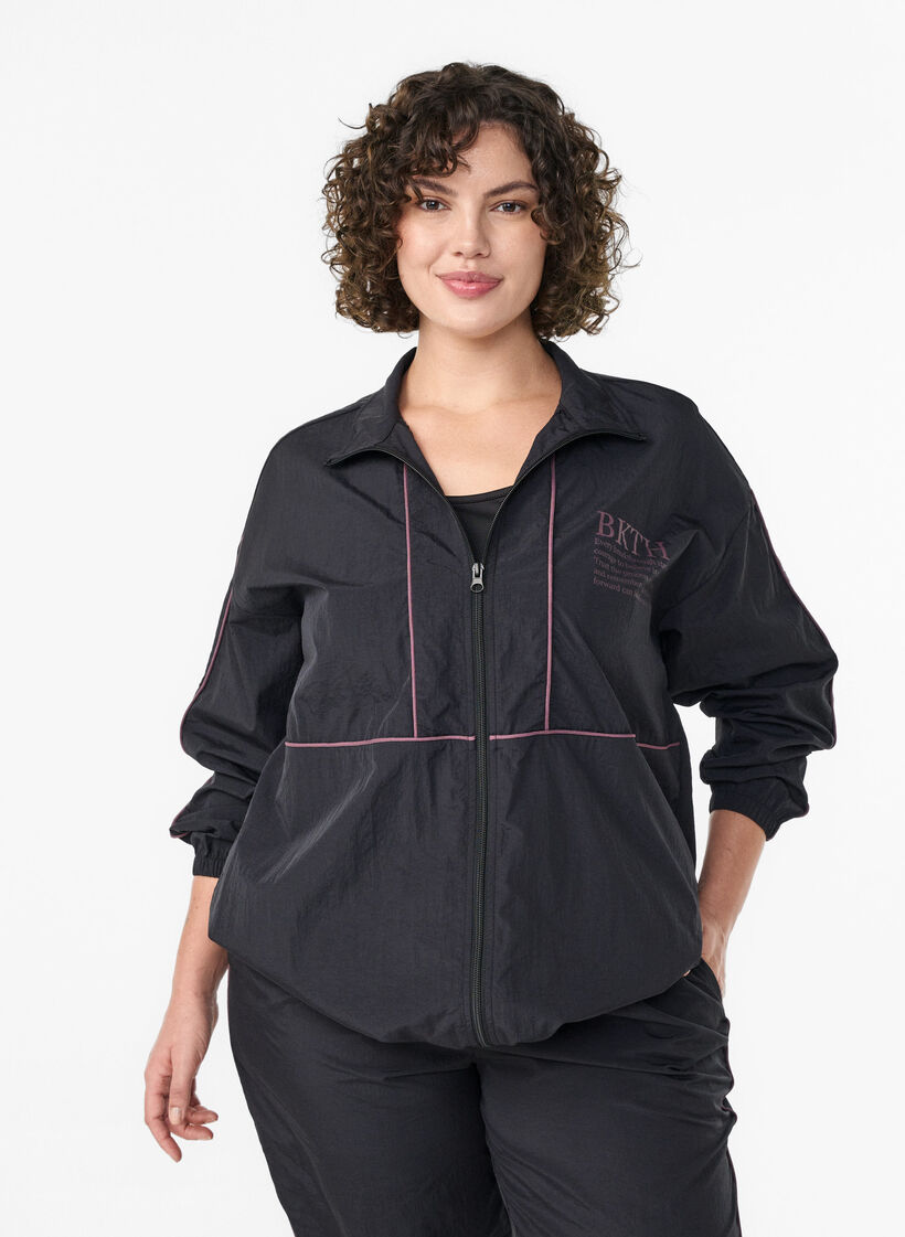 Lightweight jacket with contrast piping, Black, Model image number 0