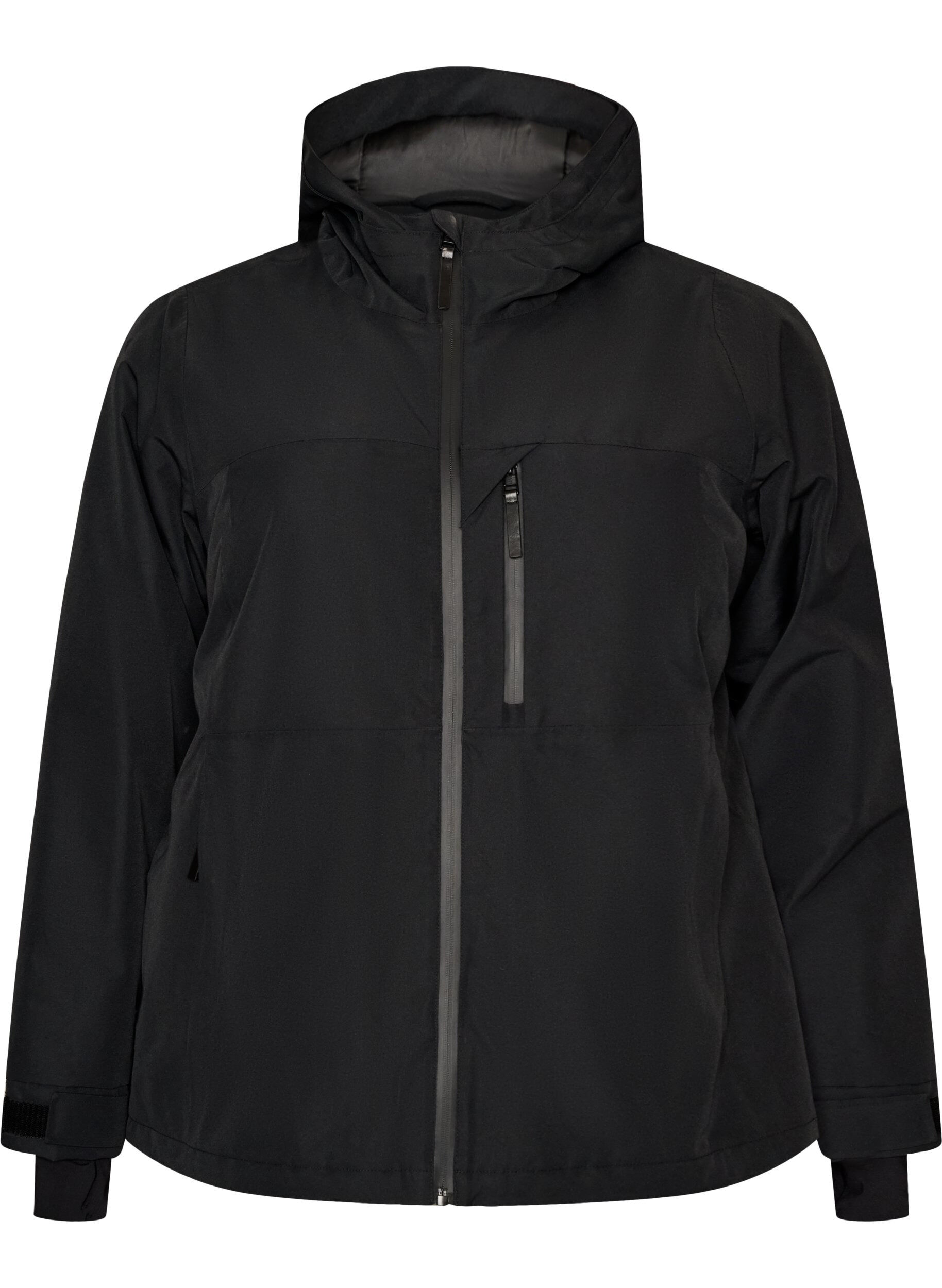 Ski jacket with hood and zip pockets