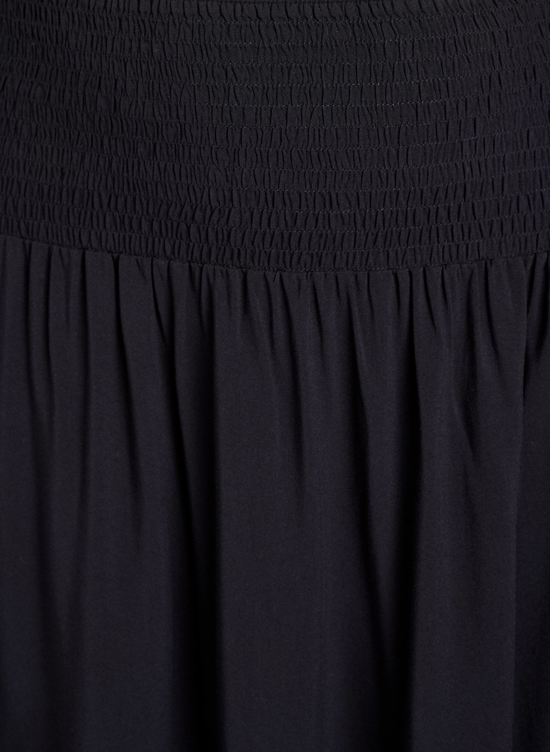 Zizzifashion Short skirt with smocked waist, Black, Packshot image number 2
