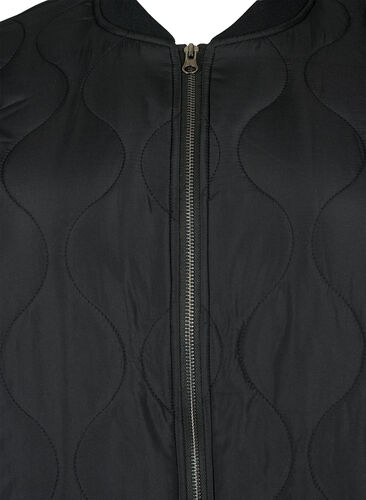 Long quilted jacket with pockets and zipper, Black, Packshot image number 2