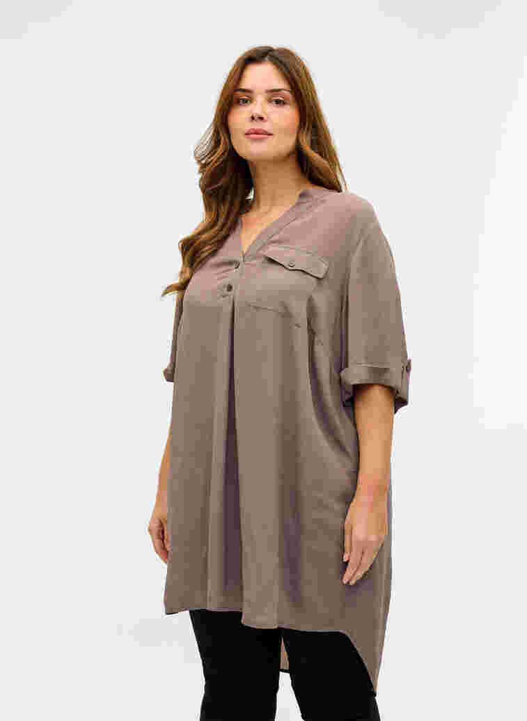 Viscose tunic with short sleeves, Falcon, Model image number 0