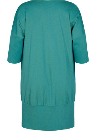 Solid-coloured tunic with 3/4-sleeves, Teal Green Melange, Packshot image number 1