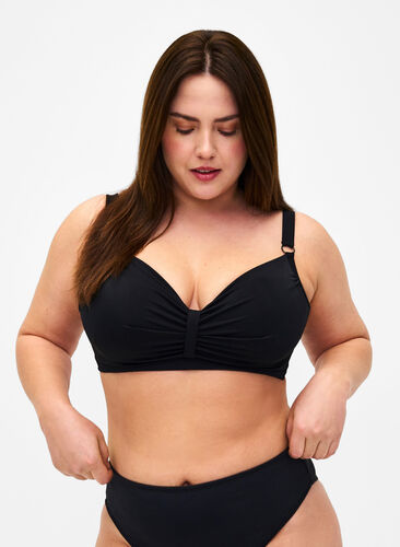 Bikini underwire bra with draping, Black, Model image number 0