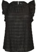 Sleeveless blouse with texture and ruffles, Black, Packshot image number 0