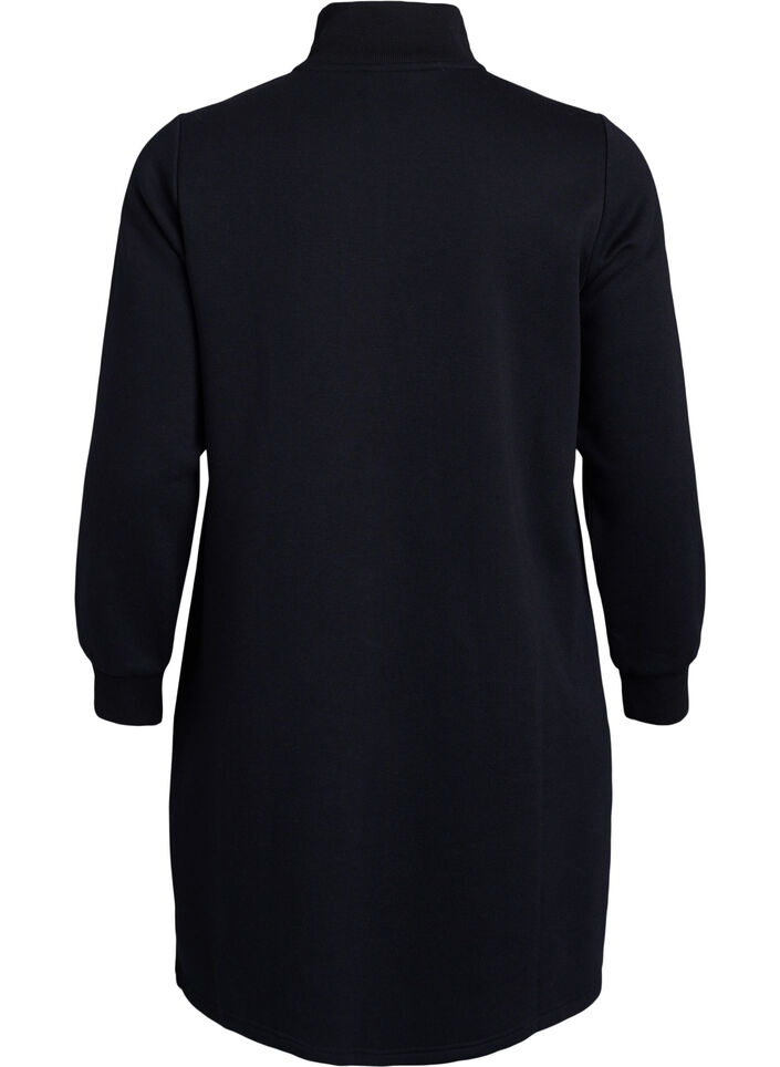 Short sweatshirt dress with a high neck, Black, Packshot image number 1