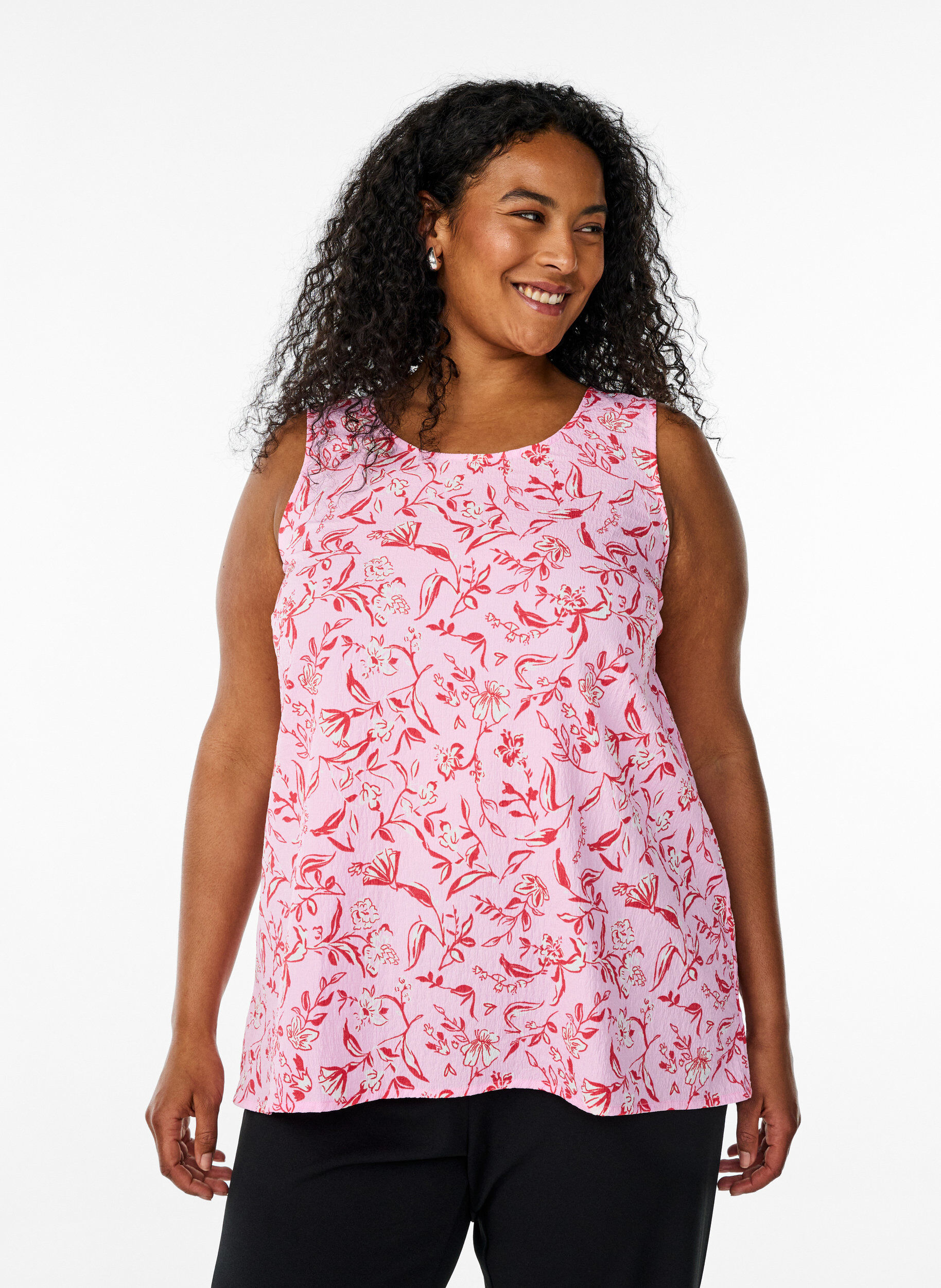 ZizzifashionSleeveless top with texture, Red, Model image number 0