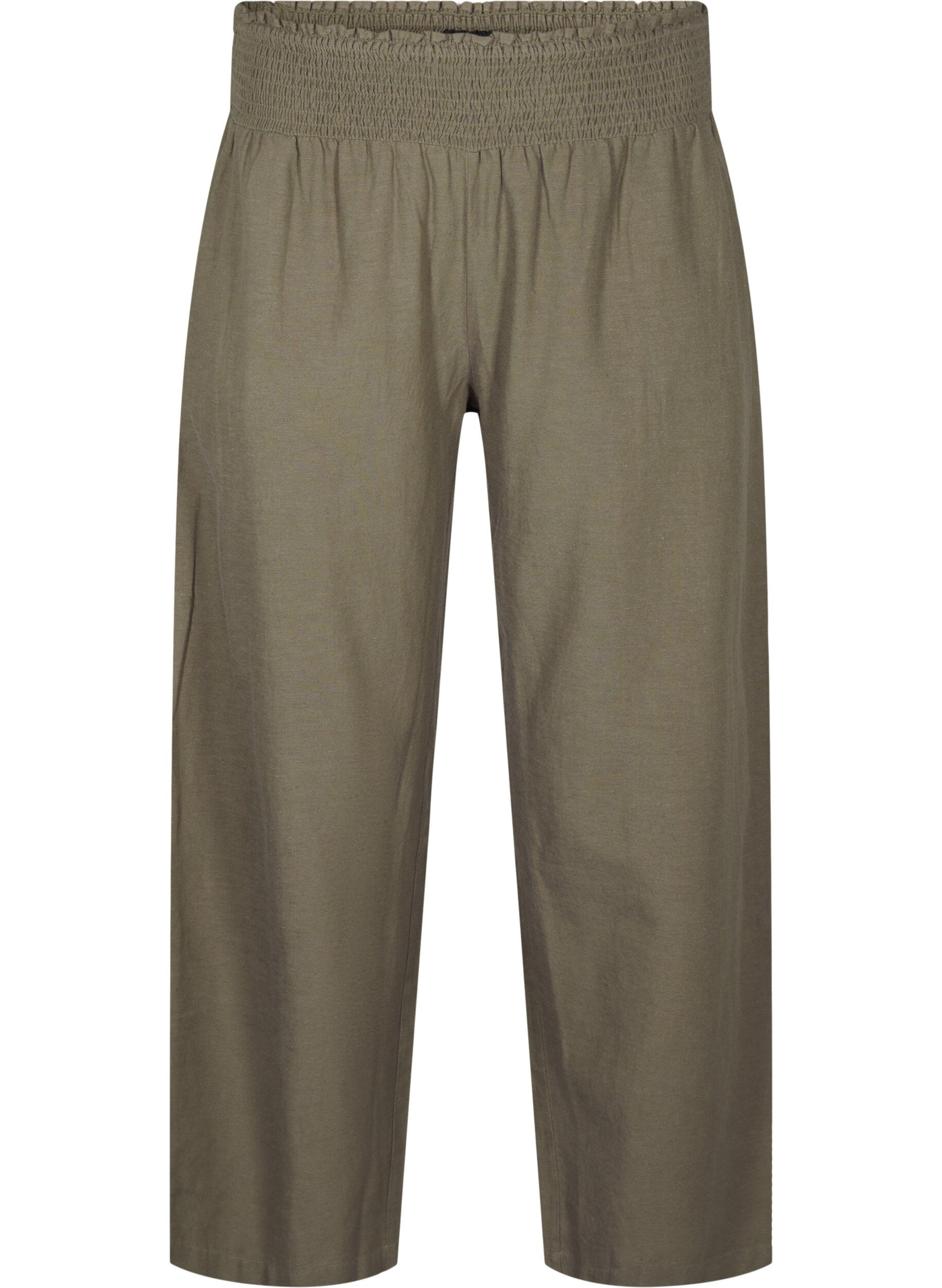Zizzifashion Smock pants with linen, Green, Packshot image number 0
