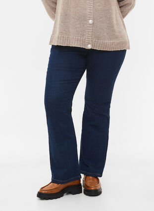 High-waisted Ellen bootcut jeans, Unwashed, Model image number 2