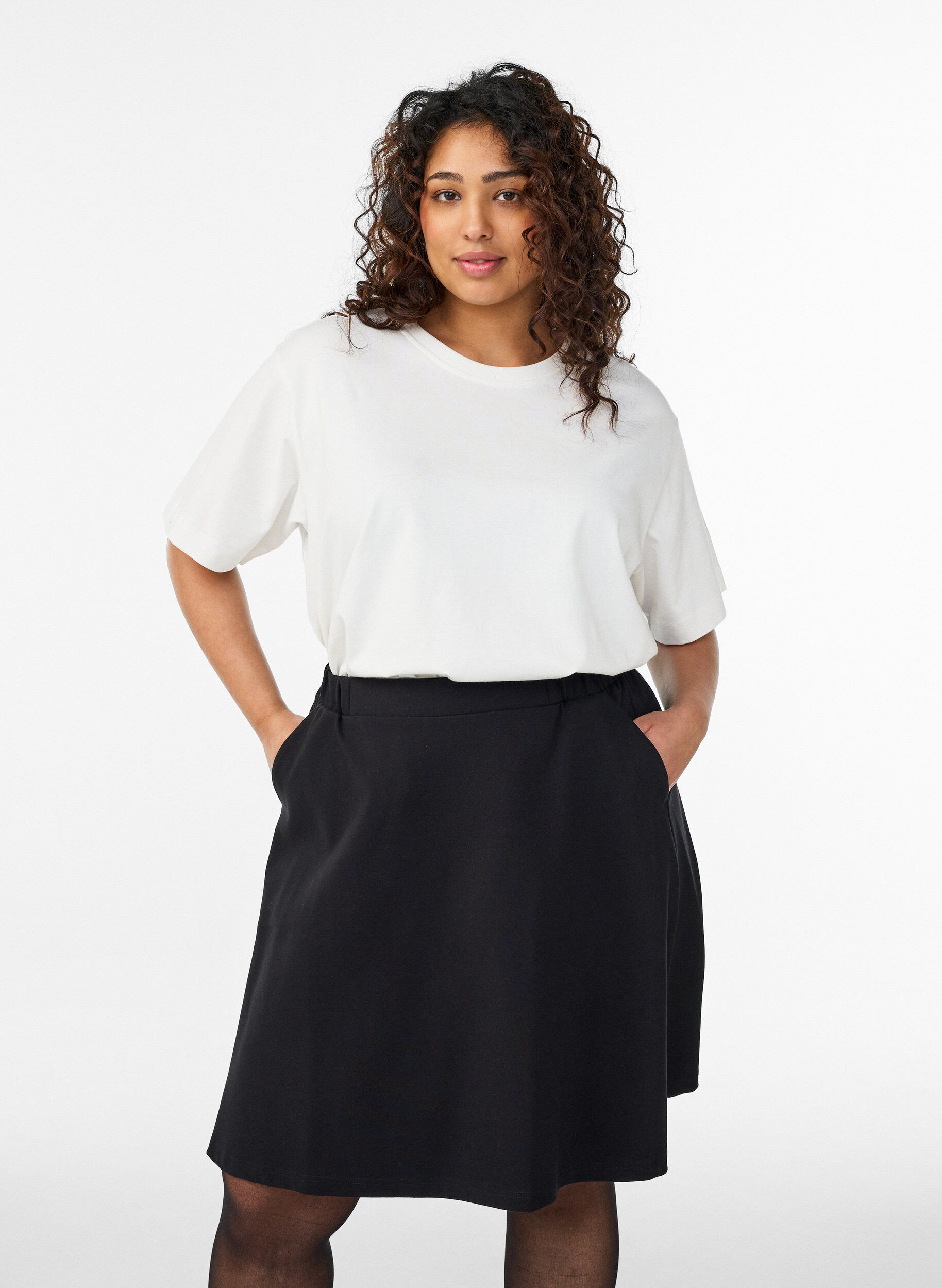 ZizzifashionSkater skirt in viscose, Black, Model image number 0