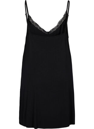 Viscose nightgown with lace trim, Black, Packshot image number 1