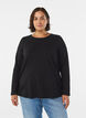 Basic jersey blouse with long sleeves, Black, Model image number 0