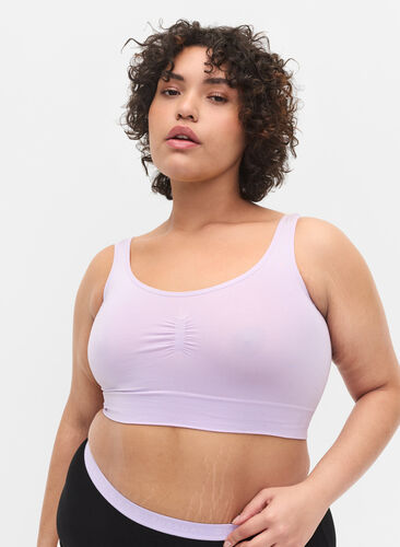 Stretchy seamless bra, Pastel Lilac, Model image number 0
