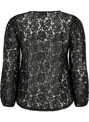 FLASH - Long sleeve lace blouse, Black, Packshot image number 1