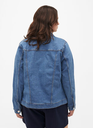 FLASH - Denim jacket in a stretchy cotton blend, Blue Denim, Model image number 1