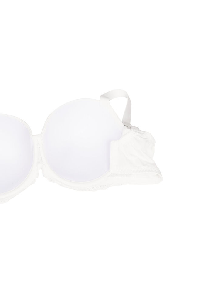 Moulded bra with lace details, White, Packshot image number 3